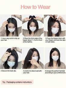 Adornos para el cabello para mujeres, cabello humano real, base de encaje mejorada, sin flequillo, piezas para adelgazar el cabello, adorno para uso diario - S613 - Ver 13