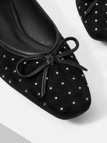 MOTF PREMIUM WOMEN'S COMFORTABLE RIVET ROUND TOE FLAT LOAFERS, FOR VALENTINE'S DAY, SPRING SHOES SPRING BREAK EASTER - Black - View 5