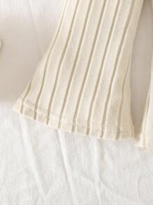 SHEIN 2pcs/Set Girl Summer Outfit, Solid Color Ribbed Camisole Top + Flared Pants, Toddler