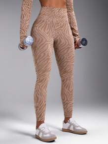 Powerista Women High Waist Patterned Detail Fitted Leggings - Khaki - View 1