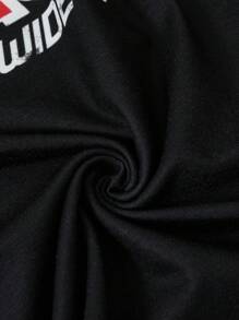 SHEIN EZwear Women's Ricing Game Day Long Sleeve Patchwork Printed Jersey T-Shirt,Couple Same Style - Black - View 7