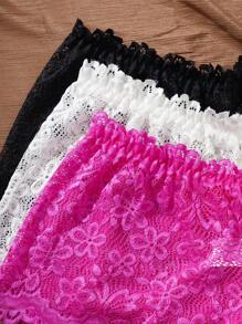Set de 3 piezas de ropa interior elegante de encaje de unicolor para tallas grandes