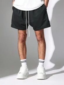 SUMWON Premium Textured Essential Drop Crotch Shorts Set Workout Loungewear Athletic Urban Streetwear Two-Piece Summer Comfortable Weekend Casual Co-Ord Set