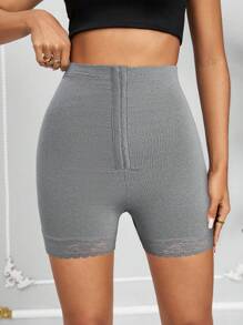 SHEIN Lady Women's Solid Color Front Button Simple Leggings, Casual Daily Wear