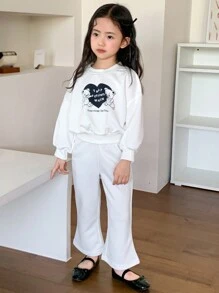 DAZY 2 件套小女孩秋季服装 - 白色 - 查看 7