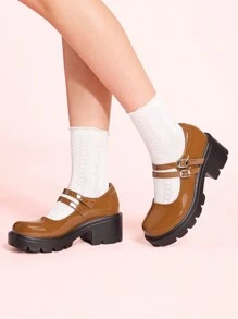 CUCCOO DOLLMOD Round Toe Comfortable Brown Fashionable Sweet Ladies Wedge & Platform Slip-On Shoes - Brown - View 3