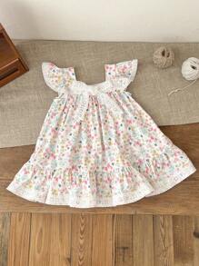 SHEIN LMoss Kids Vestido de tirantes con estampado de bandera y estrellas americanas para niña