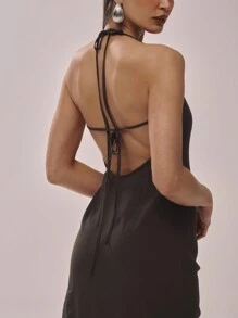 MUSERA Linne-look Asymmetrisk Bandklänning Rynkad Maxiklänning Elegant Vår Sommar Semester Strandfest Elegant Chic Lång Klänning Examensbal - Armé Grön - Visa 5