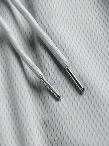 Manfinity Sport PWRUP Men Letter Graphic Contrast Piping Drawstring Waist Sports Shorts Grey Shorts - Grey - View 4