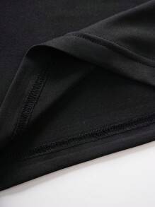 SHEIN Slayr 女士时尚水钻心形唇印修身短款上衣图案T恤女式上衣 - 黑色 - 查看 7