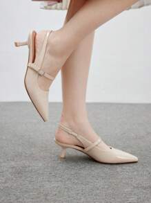 CUCCOO BIZCHIC 1 Pair Kitten Heel Mary Jane Strap Pumps Spring Shoes Spring Break Easter - Apricot - View 3