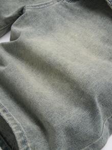 Manfinity Homme Men's Simple Front Button Pocket Denim Shorts, Casual Everyday Wear - Medium Wash - View 5