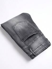 Manfinity Homme Jeans de mezclilla con botones delanteros y bolsillo, uso casual diario para hombres