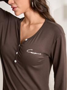 Lazeform Women Fleeced Letter Print Long Sleeve Top And Pants Loungewear Set
