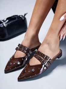 CUCCOO GRLICON Women's Y2K Style Flat Shoes, Suitable For Punk, Biker, Cool Girl, Halloween, Christmas, Party Outfits - Coffee Brown - View 1