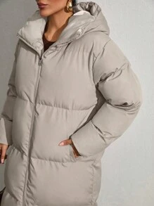 RueChic Beige Maxi Women Winter Coat - Beige - View 3