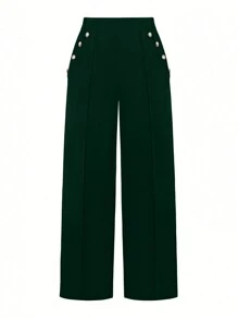 SHEIN Clasi Pantalones rectos de traje casual de talla grande de un solo color