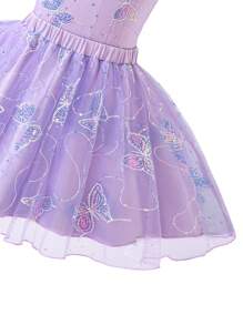 SHEIN 2pcs/Set Young Girl Glittery Delicate Elegant Ball Gown Spaghetti Strap Top & Mesh Skirt Set, Spring/Summer, Suitable For Balls, Parties, Outdoor Activities, Performances, Weddings