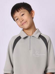 SUMWON Tuta sportiva di lusso per giovani, set in due pezzi con felpa con collo polo con mezza chiusura lampo e pantaloni della tuta, abbigliamento casual sportivo confortevole per la scuola in primavera, autunno e inverno
