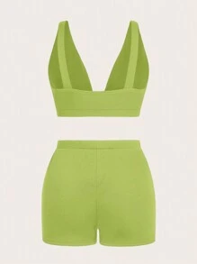 Slaydiva 2024 New Arrivals Spring/Summer Women 2pcs Outfit Sleeveless Tight Crop Top And Shorts Set