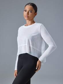 VARSITIE Verão e Outono Outdoor & Lazer Básico Com Branco Mulheres Esportes Camisetas e Tanques Ginásio Manga Longa Top de ginástica Manga LongaManga Longa Top de TreinoTops de treinoManga LongaManga Longa Top de Ginástica