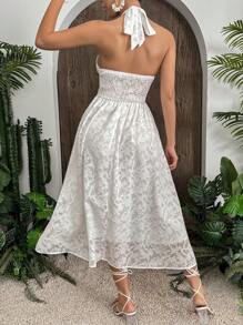 Breezaya Backless Low-Cut Neck Fitted Summer Dress - White - View 2