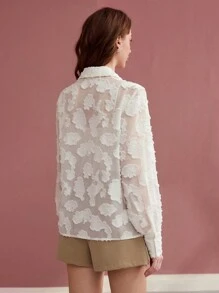 MOTF PREMIUM Camicetta con tessitura e ricamo floreale