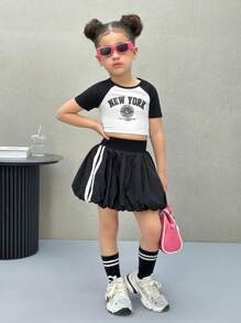SHEIN Falda corta casual de estilo de calle de moda para niña joven Nova Glow