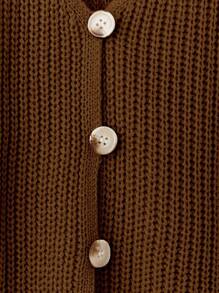 Franclia 大码女式纯色 V 领无袖优雅开衫毛衣背心 - 卡其色 - 查看 3