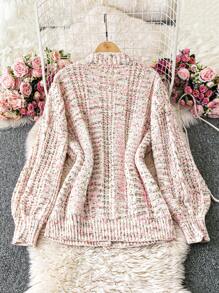 Chiquease Mixed-Yarn Knit Cardigan (Random Yarn Color) Fall Cloth For Women - Pink - View 2