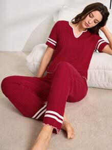 Set de 2 piezas de pijama rojo para mujer - Multicolor - Ver 2