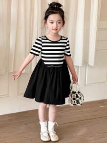 Dazy Kids 小女孩秋季服装 - 小女孩连衣裙 - 黑與白 - 查看 4