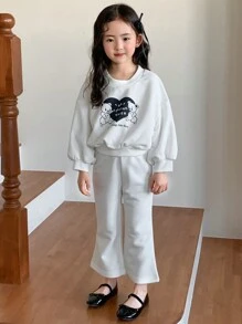 DAZY 2 件套小女孩秋季服装 - 白色 - 查看 1