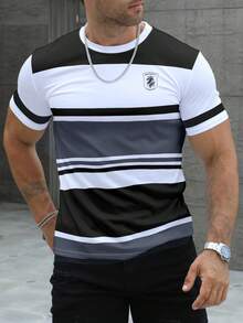 Manfinity Dauomo تي شيرت كاجوال قصير الأكمام ذو رق...