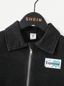 SHEIN Vestido de una sola pieza para niña pequeña, estilo urbano y ocio, vestido negro de manga corta, cómodo y versátil para primavera y verano, apropiado para varias ocasiones como actividades al aire libre, ocio en casa, escuela y reuniones en la ciudad