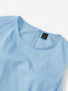 SHEIN EZwear Cut Out Waist Ruched Side Dress,Pastel Dresses For Women - Baby Blue - View 6