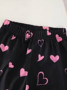 Young Girl Ramadan Butterfly Top Summer Outfit, Pink Cute & Lively T-Shirt With 3D Butterfly Decor, Paired With Black Leggings, Elegant & Valentine's Day Heart Pattern, Suitable For Indoor & Outdoor