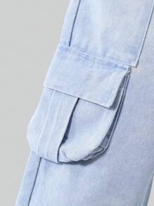 SHEIN 1pc Young Boys Blue Denim Jeans,Comfortable Urban Leisure Long Pants For Back-To-School,Career Day,Summer,Spring & Autumn Outdoor School Activities - Blue - View 3