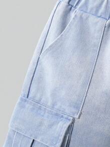 SHEIN 1pc Young Boys Blue Denim Jeans,Comfortable Urban Leisure Long Pants For Back-To-School,Career Day,Summer,Spring & Autumn Outdoor School Activities - Blue - View 4