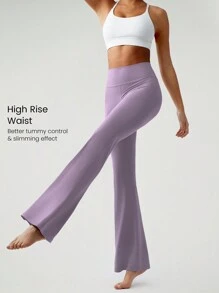 GLOWMODE 31" FeatherFit™ High-Rise Flared Leggings Pants Low Impact Yoga Daily - Elderberry - View 3