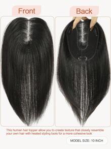 Straight Hair Toppers For Women Real Human Hair Upgraded Lace Base No Bangs Hair Pieces For Thinning Hair Topper For Daily Use - Natural Black - View 2