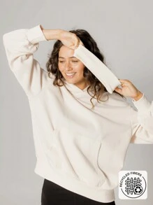 Aralina Oversized Cream Kangaroo Pocket Hoodie Sweatshirt With Headband - Khaki - View 1