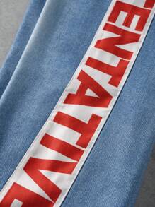 Manfinity Roghcode 字母印花口袋装饰休闲宽松长裤