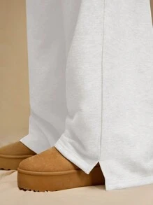 Forever 21 Plus Size Solid Color Front Tie Waist Casual Sweatpants, Everyday Wear - White - View 6