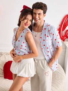 SHEIN LUNE 情人节办公室女士吊带背心衬衫心形情侣外出上衣 - 彩色 - 查看 1