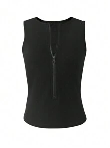 SHEIN EZwear Top ajustado de mujer con cremallera delantera en unicolor, de moda y sexy