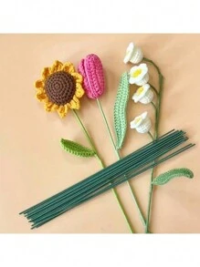 SHEIN 20 件 11.81/15.75 英寸绿色花茎棒 DIY 花卉材料 手工金属丝花茎配件