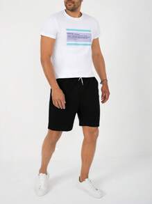 EURMUSE Cotton Men's Drawstring Waist Coconut Tree Print Shorts