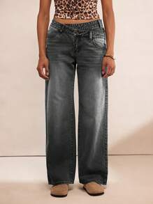 Forever 21 Women's Simple Button Front Pocket Casual Jeans, Everyday Wear