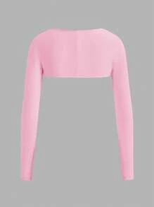 SHEIN BASICS كارديجان بأكمام طويلة وقصير متناسق لإكسسوارات المرأة، رداء بسيط لارتداء كاجوال أو للأماكن السياحية